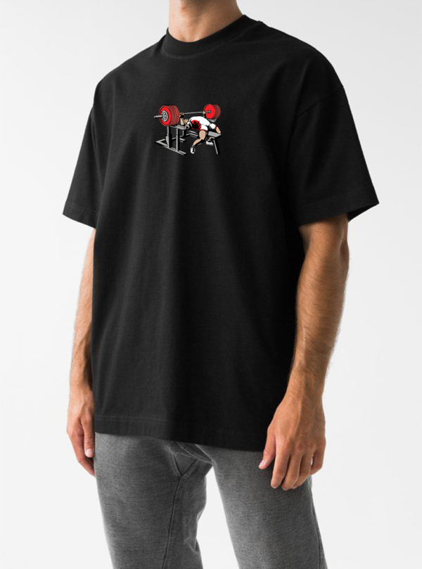 F#ck Stress Benchpress Printed Oversized T-Shirt - Image 2